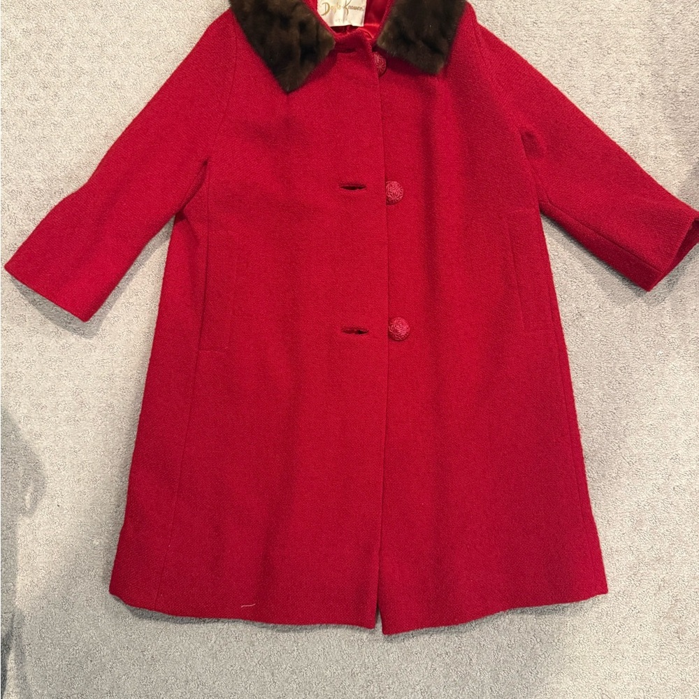 Classic Red Coat with Faux Fur Collar